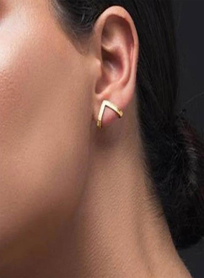 IRCOMULTI Minimalist Geometric Stud Earrings Gold Claw Studs V Shape Cuff Stud Earring Geometric Triangle Earrings Jewelry for Women - Image 2